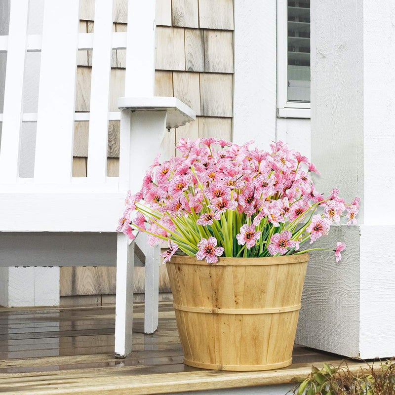 JEMONG 12 Bundles Artificial Flowers Outdoor UV Resistant Fake Flowers No Fade Faux Plastic Plants Garden Porch Window Box Decorating (Pink) - Image 4